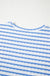 Sky Blue Stripe Knitted Short Sleeve Top and Drawstring Shorts Set Dear lover