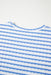 Sky Blue Stripe Knitted Short Sleeve Top and Drawstring Shorts Set Dear lover