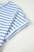 Sky Blue Stripe Knitted Short Sleeve Top and Drawstring Shorts Set Dear lover