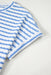 Sky Blue Stripe Knitted Short Sleeve Top and Drawstring Shorts Set Dear lover