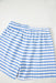 Sky Blue Stripe Knitted Short Sleeve Top and Drawstring Shorts Set Dear lover