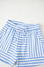 Sky Blue Stripe Knitted Short Sleeve Top and Drawstring Shorts Set Dear lover