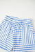 Sky Blue Stripe Knitted Short Sleeve Top and Drawstring Shorts Set Dear lover