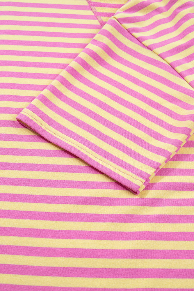 Rose Stripe Drop Shoulder Boxy Casual Terry Short Set Dear lover