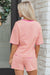 Rose Stripe Drop Shoulder Boxy Casual Terry Short Set Dear lover