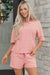 Rose Stripe Drop Shoulder Boxy Casual Terry Short Set Dear lover