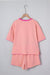 Rose Stripe Drop Shoulder Boxy Casual Terry Short Set Dear lover