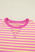 Rose Stripe Drop Shoulder Boxy Casual Terry Short Set Dear lover