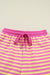 Rose Stripe Drop Shoulder Boxy Casual Terry Short Set Dear lover
