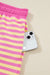 Rose Stripe Drop Shoulder Boxy Casual Terry Short Set Dear lover