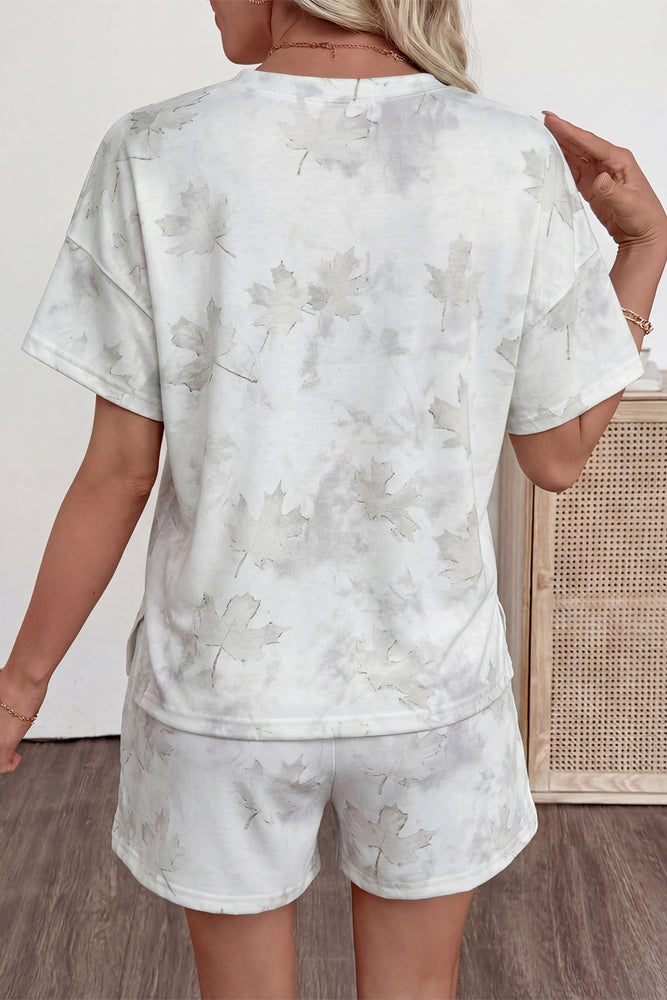 White Woodland Camo Casual Short Set