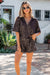 Brown V Neck Collar Leopard Printed 2pcs Short Set Dear lover