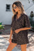 Brown V Neck Collar Leopard Printed 2pcs Short Set Dear lover