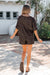 Brown V Neck Collar Leopard Printed 2pcs Short Set Dear lover