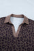 Brown V Neck Collar Leopard Printed 2pcs Short Set Dear lover