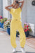 Yellow cream cropped top and jogger pants set view 15