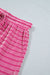 Rose Stripe Raised Rib Loose Tee Drawstring Elastic Waist 2pcs Short Set Dear lover