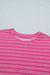 Rose Stripe Raised Rib Loose Tee Drawstring Elastic Waist 2pcs Short Set Dear lover