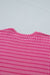 Rose Stripe Raised Rib Loose Tee Drawstring Elastic Waist 2pcs Short Set Dear lover