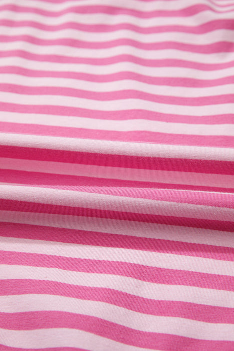 Pink Stripe Cap Sleeve Tee Elastic Waist Shorts 2pcs Outfit Dear lover