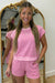 Pink Stripe Cap Sleeve Tee Elastic Waist Shorts 2pcs Outfit Dear lover