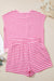 Pink Stripe Cap Sleeve Tee Elastic Waist Shorts 2pcs Outfit Dear lover