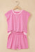 Pink Stripe Cap Sleeve Tee Elastic Waist Shorts 2pcs Outfit Dear lover