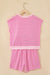 Pink Stripe Cap Sleeve Tee Elastic Waist Shorts 2pcs Outfit Dear lover