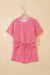 Rose Stripe Side Split Knit Tee Drawstring Shorts Set Dear lover