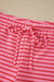 Rose Stripe Side Split Knit Tee Drawstring Shorts Set Dear lover