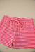 Rose Stripe Side Split Knit Tee Drawstring Shorts Set Dear lover