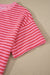 Rose Stripe Side Split Knit Tee Drawstring Shorts Set Dear lover