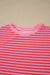Rose Stripe Side Split Knit Tee Drawstring Shorts Set Dear lover