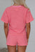 Rose Stripe Side Split Knit Tee Drawstring Shorts Set Dear lover