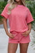 Rose Stripe Side Split Knit Tee Drawstring Shorts Set Dear lover