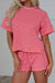 Rose Stripe Side Split Knit Tee Drawstring Shorts Set Dear lover