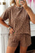 Brown Leopard Casual Tee and Shorts 2pcs Outfit Dear lover
