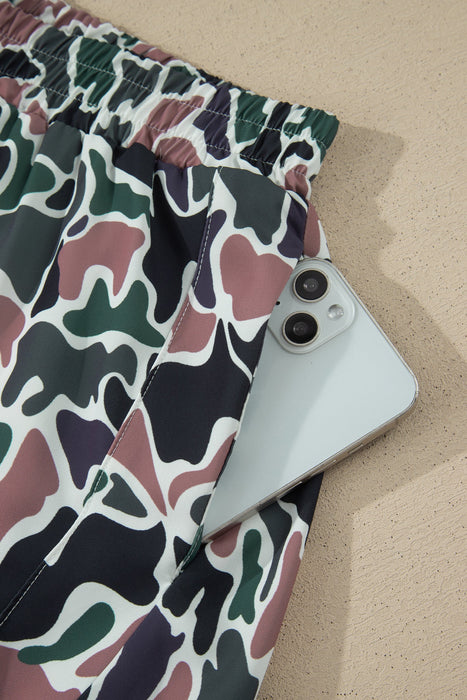 Multicolour Camouflage Print Athletic Lined Shorts Dear lover