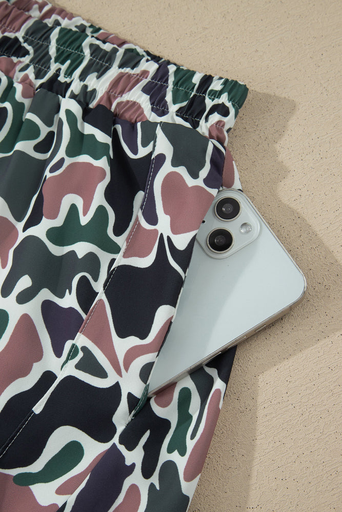 Multicolour Camouflage Print Athletic Lined Shorts Dear lover
