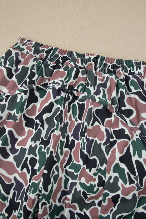 Multicolour Camouflage Print Athletic Lined Shorts Dear lover