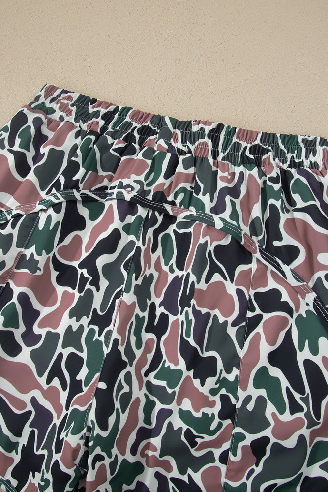 Multicolour Camouflage Print Athletic Lined Shorts Dear lover