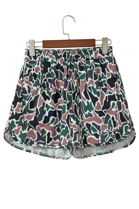 Multicolour Camouflage Print Athletic Lined Shorts Dear lover
