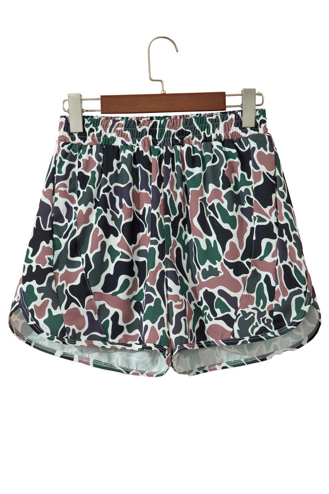 Multicolour Camouflage Print Athletic Lined Shorts Dear lover