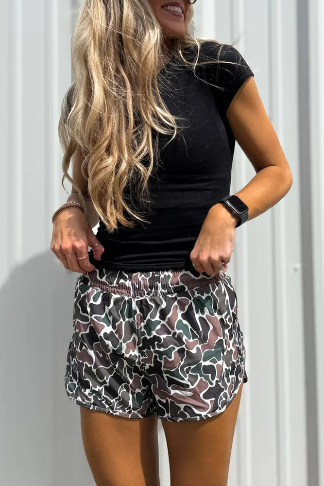 Multicolour Camouflage Print Athletic Lined Shorts Dear lover