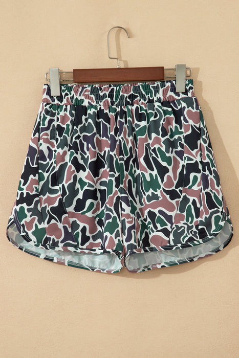 Multicolour Camouflage Print Athletic Lined Shorts Dear lover