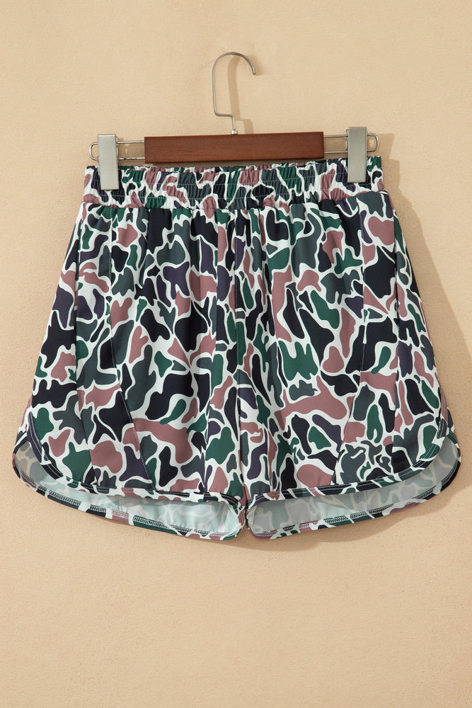 Multicolour Camouflage Print Athletic Lined Shorts Dear lover