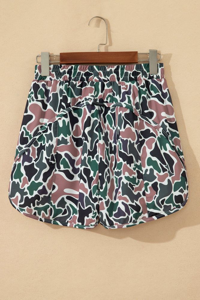 Multicolour Camouflage Print Athletic Lined Shorts Dear lover