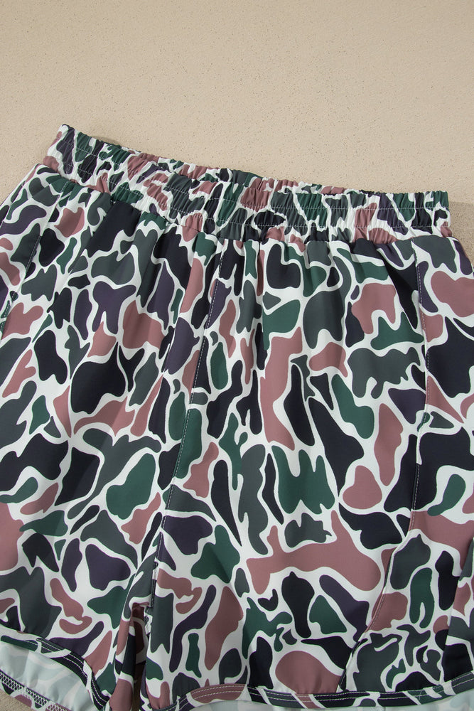 Multicolour Camouflage Print Athletic Lined Shorts Dear lover
