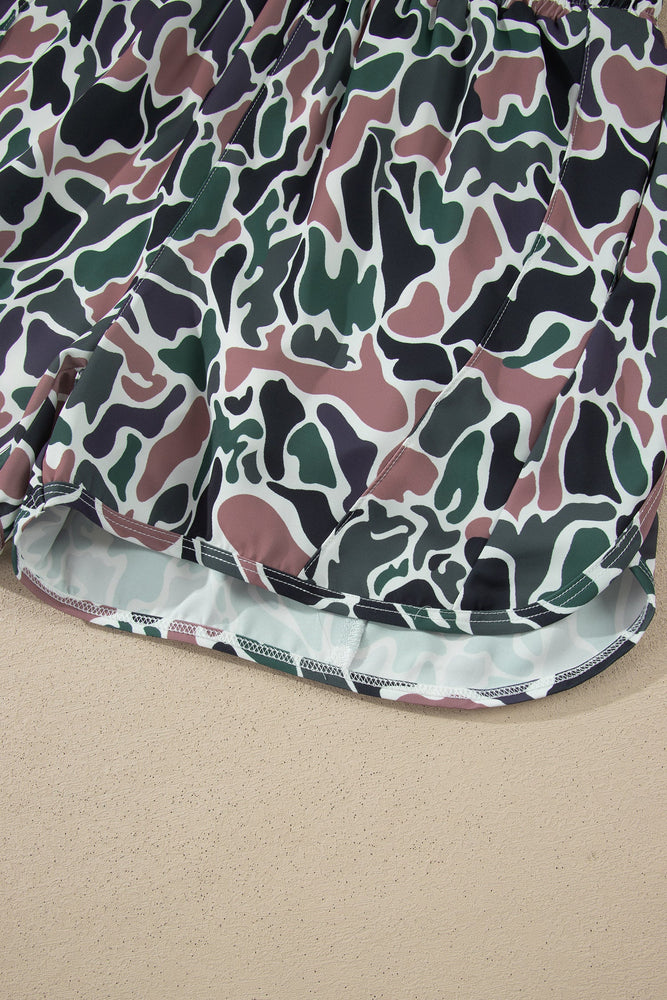 Multicolour Camouflage Print Athletic Lined Shorts Dear lover