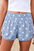 Sky Blue Polka Dot Print Shirred High Waist Casual Shorts Dear lover
